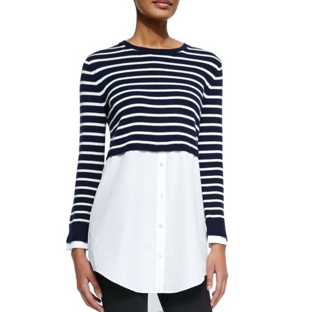 theory rymalia cashmere striped sweater shirt - xs